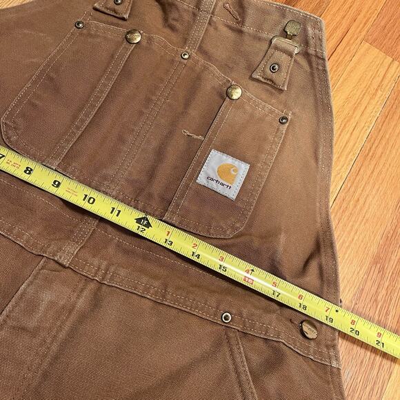 Carhartt Duck Bib Overalls Sz 38x28 Double Knee Red Quilt Canvas Lined Workwear - Picture 9 of 9